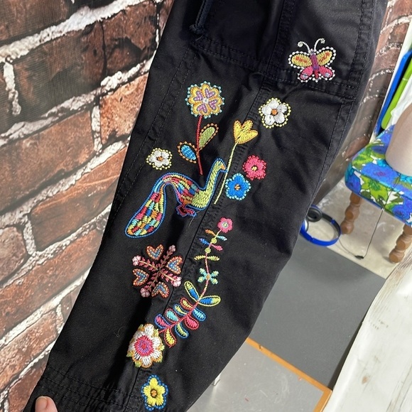 JOHNNY WAS Pants Embroidered Floral Birds Size XS - Picture 11 of 14
